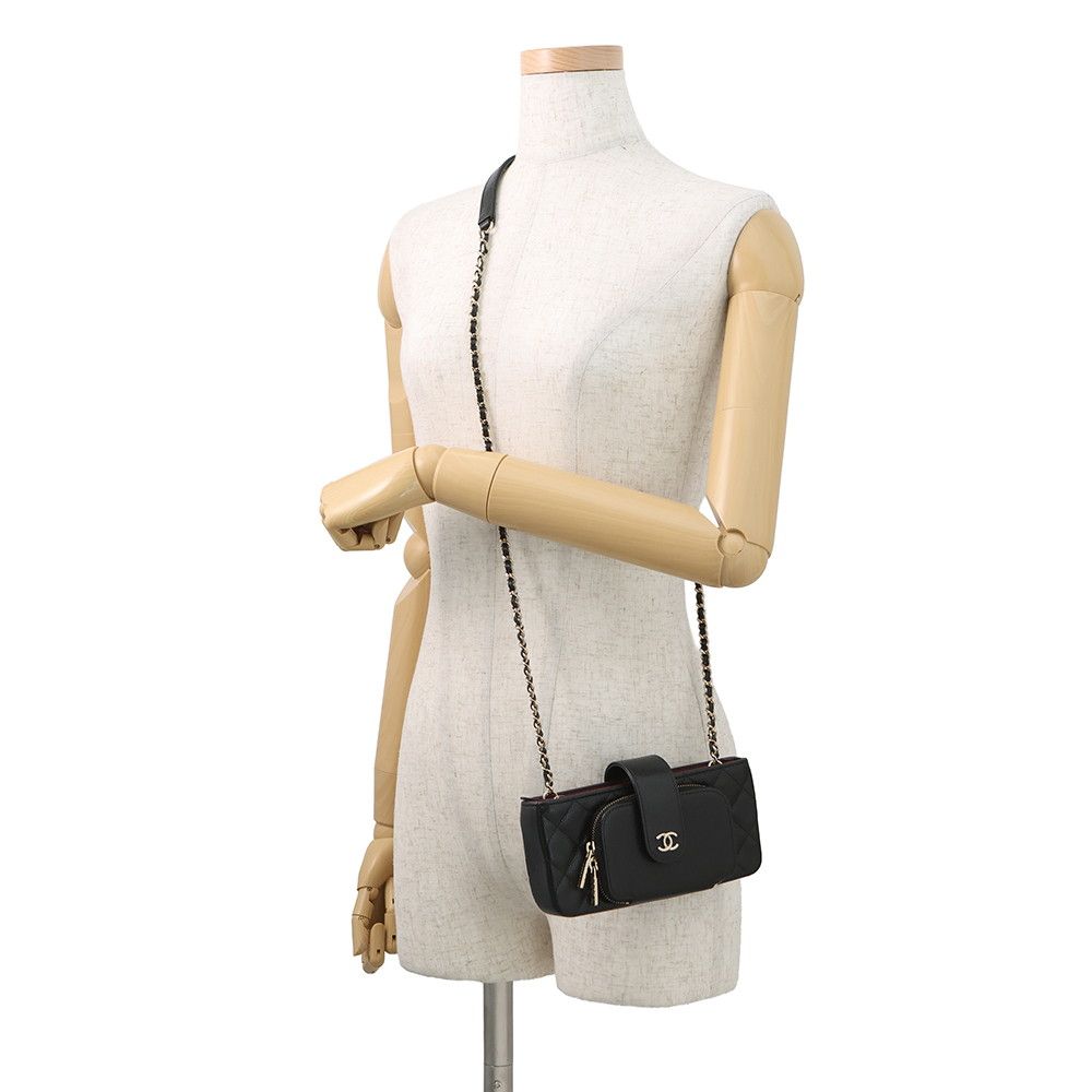 Chanel Phonecase Quilted Chain Shoulder Caviar Leather Bag — view 4