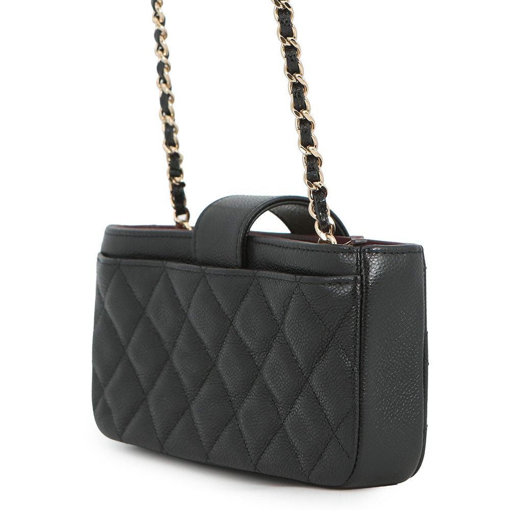 Chanel Phonecase Quilted Chain Shoulder Caviar Leather Bag — view 2