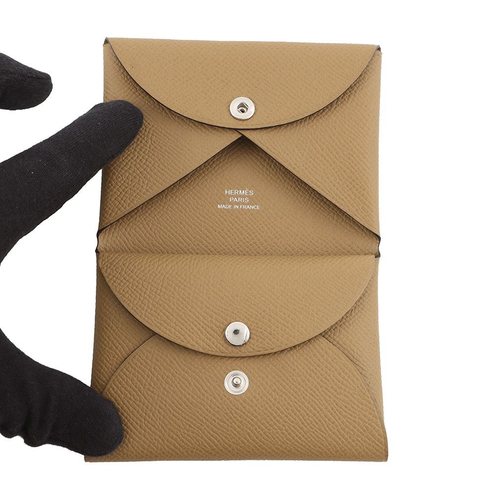 Hermes Card Case Calvi Duo Dune Epsom Business Holder — view 4
