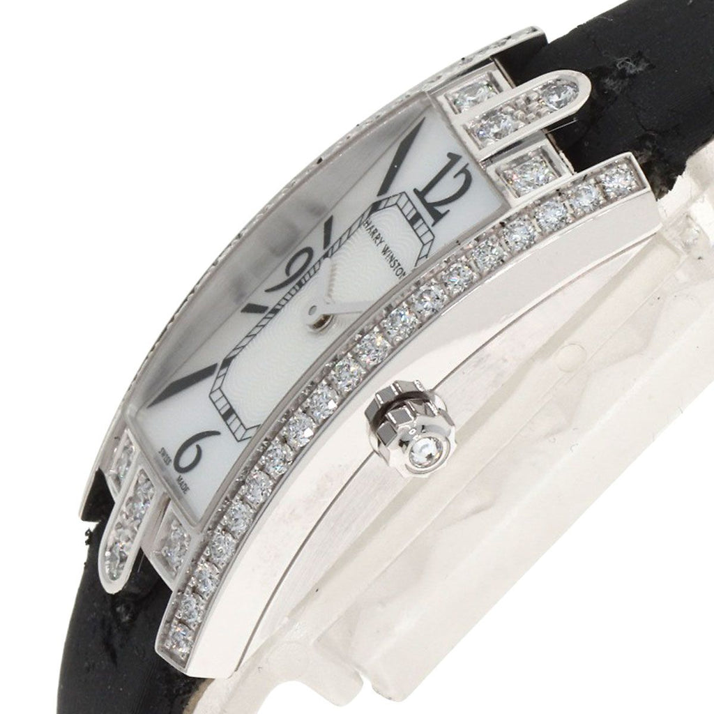 Harry Winston Avenue-c Mini Watch 18K White Gold Leather Shell — view 5