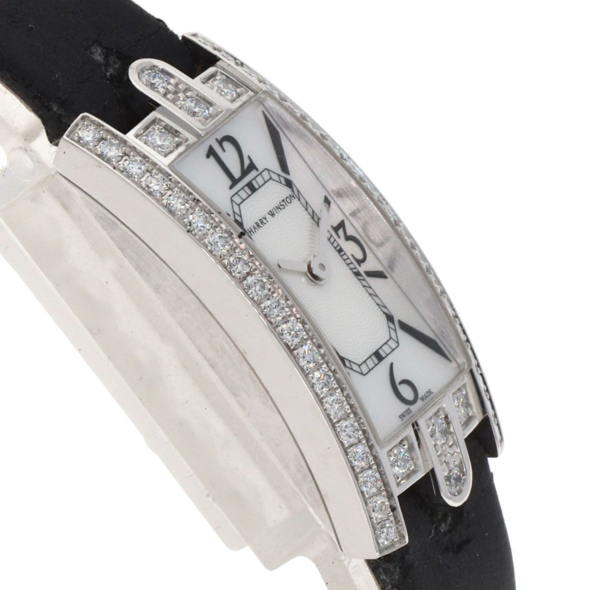Harry Winston Avenue-c Mini Watch 18K White Gold Leather Shell — view 6