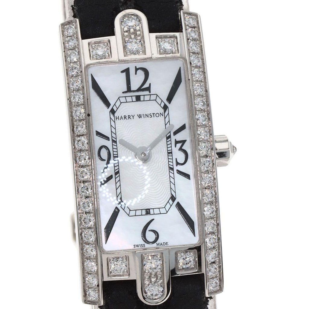 Harry Winston Avenue-c Mini Watch 18K White Gold Leather Shell — view 4