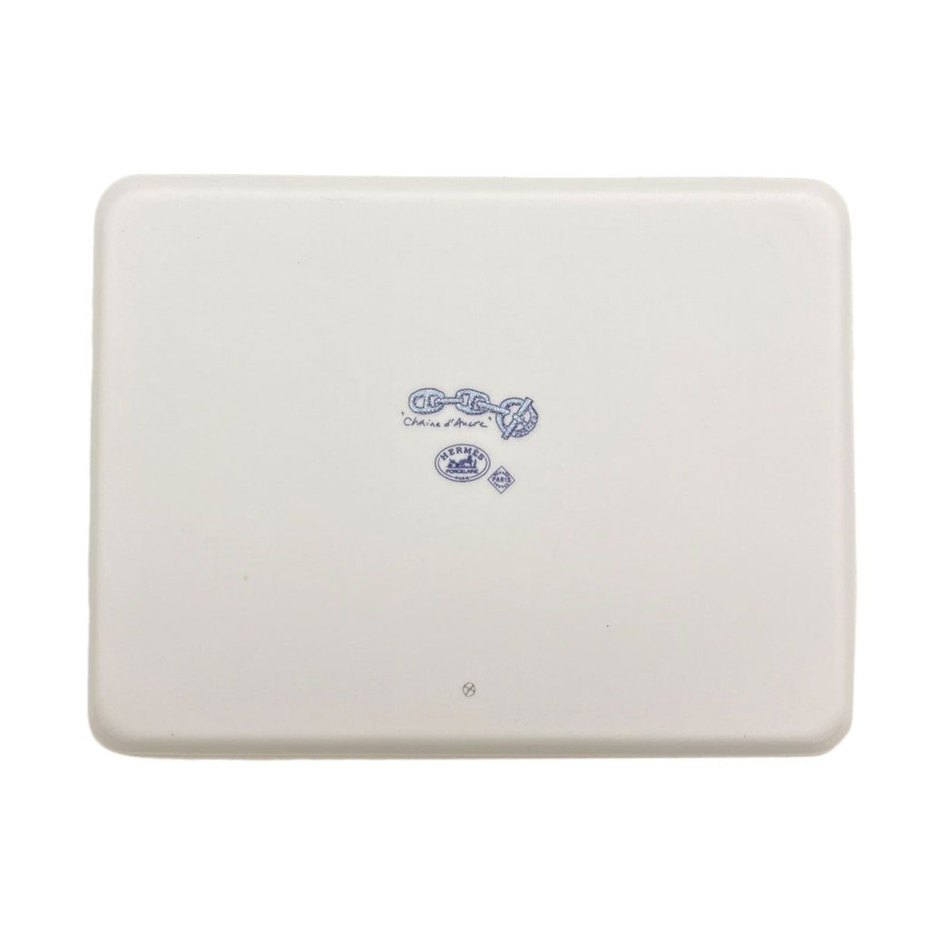 Hermes Chaine D'ancre Square Plate Pottery Shoulder Bag White Blue — view 2