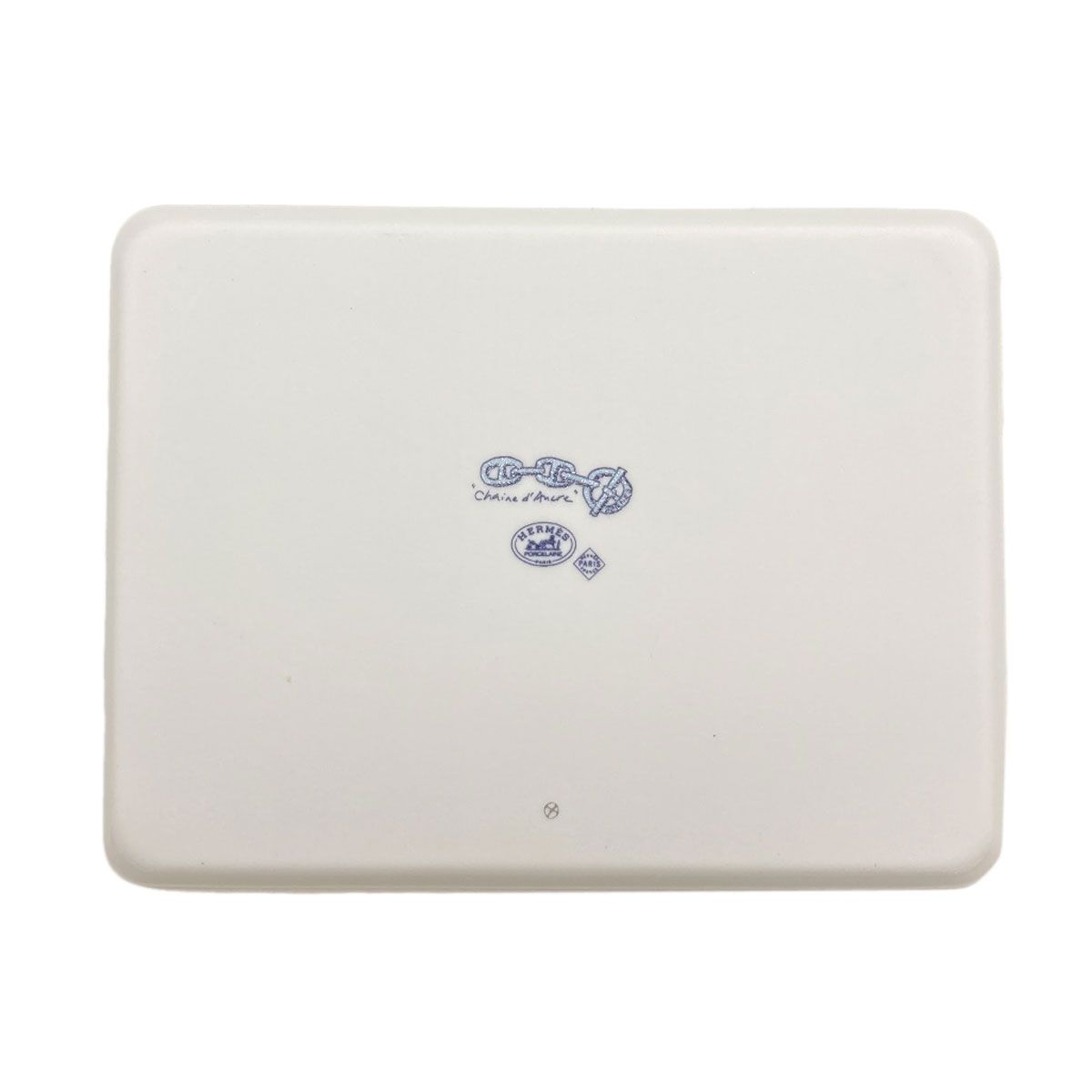 Hermes Chaine D'ancre Square Plate Pottery Shoulder Bag White Blue — view 2