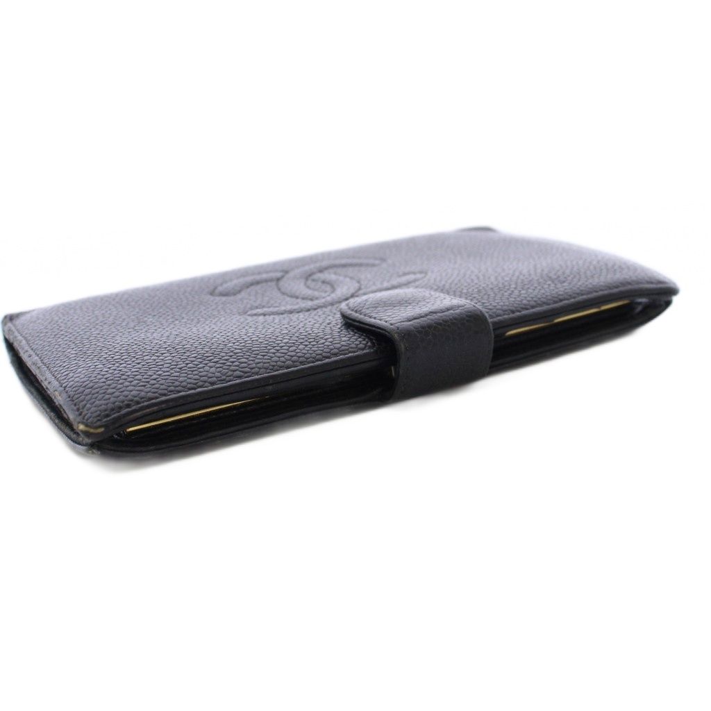 Chanel Timeless Classic Wallet Bifold Coin Purse Caviar Leather CC Logo — view 4