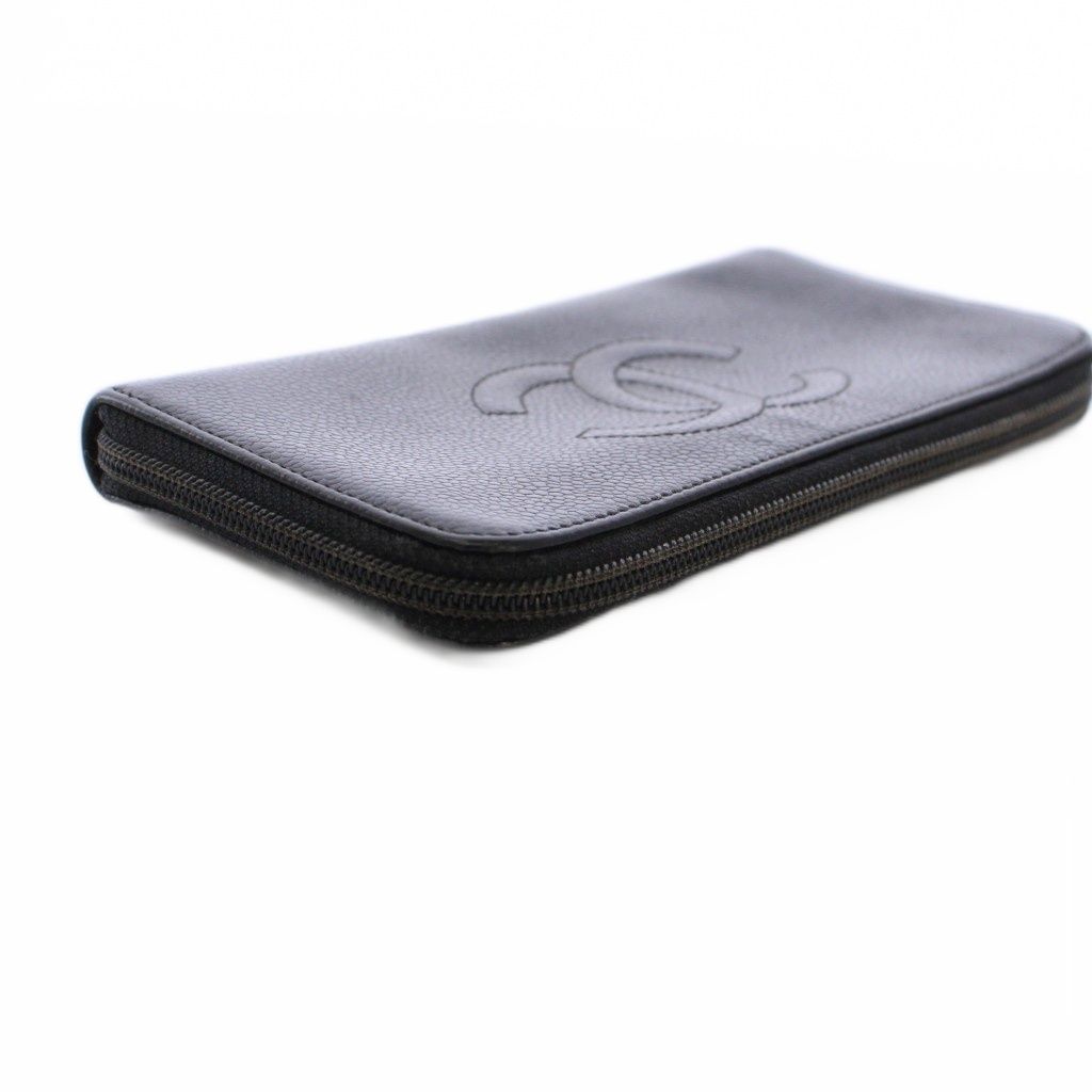 Chanel Wallet Coin Purse Zip Around Caviar Leather CC Logo — view 4