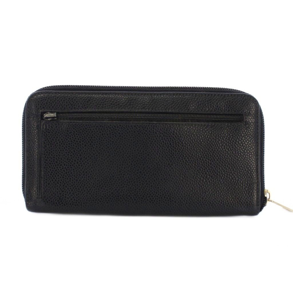 Chanel Wallet Coin Purse Zip Around Caviar Leather CC Logo — view 2