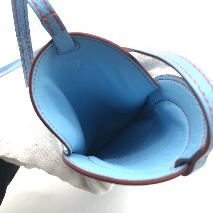 Hermes Pochette Insalm Leather Mini Smartphone Shoulder Bag Blue Purse — view 7