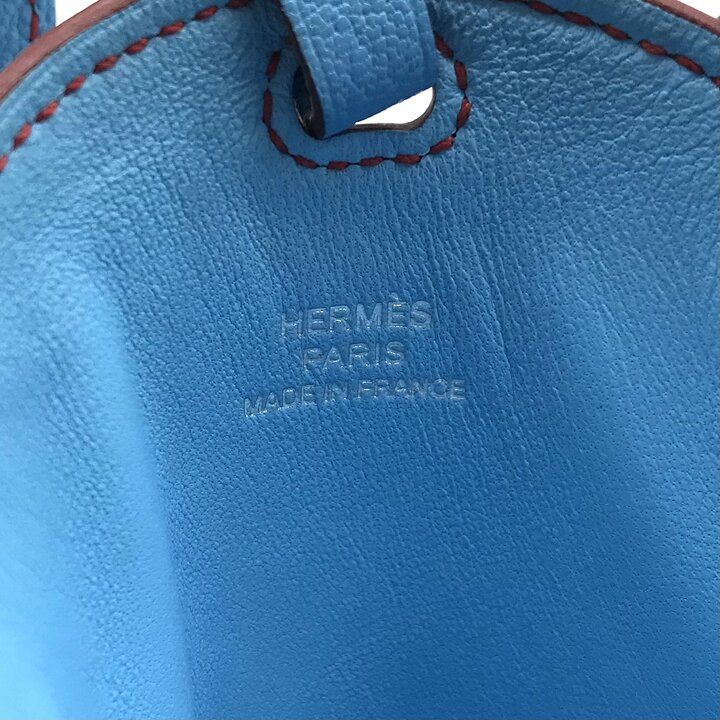 Hermes Pochette Insalm Leather Mini Smartphone Shoulder Bag Blue Purse — view 8