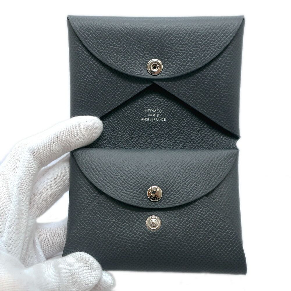 Hermes Calvi Duo Ardoise Gray Epsom Card Case — view 6
