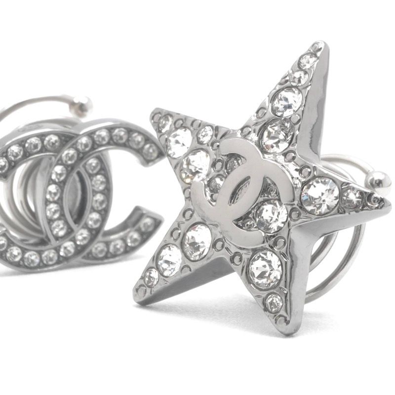 Chanel Hair Silver CC Logo Rhinestone Star Clip Set of 2 — view 4