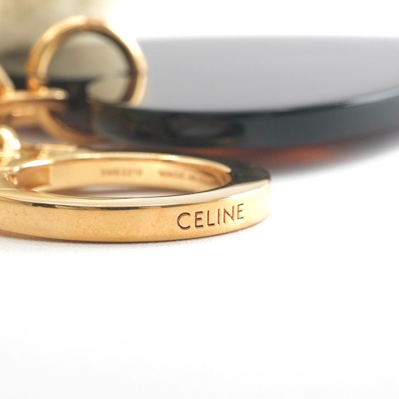Celine Key Case Beige Brown Gold Triomphe Pom Charm — view 6