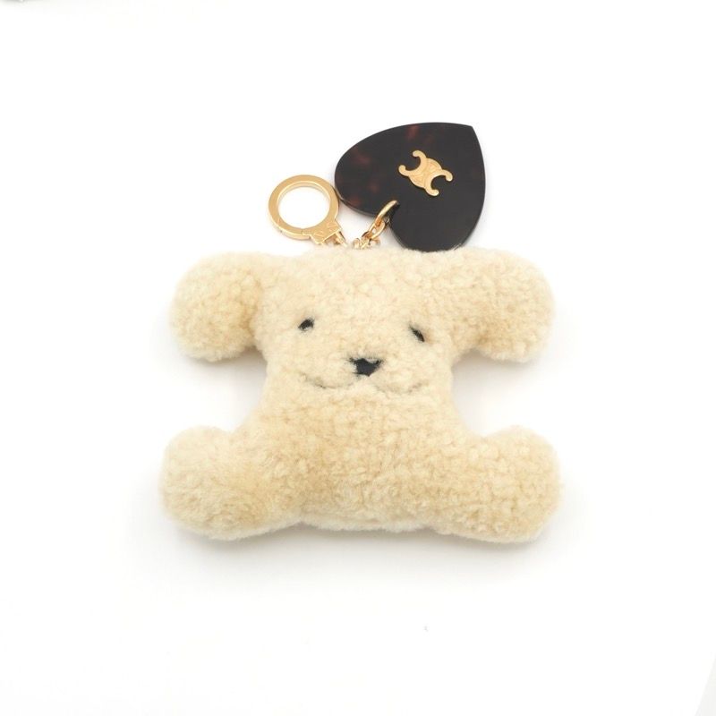 Celine Key Case Beige Brown Gold Triomphe Pom Charm — view 2