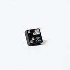 Chanel CC Logo Earrings 05 Acrylic Rhinestone Black Clear Silver — view 5