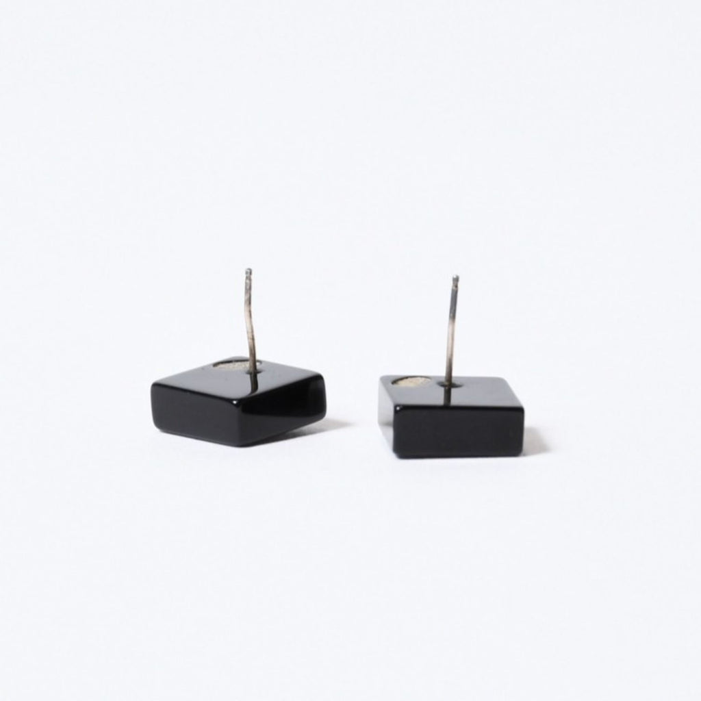 Chanel CC Logo Earrings 05 Acrylic Rhinestone Black Clear Silver — view 7