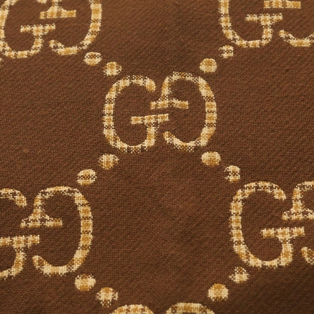 Gucci Check GG Wool Scarf Brown — view 2