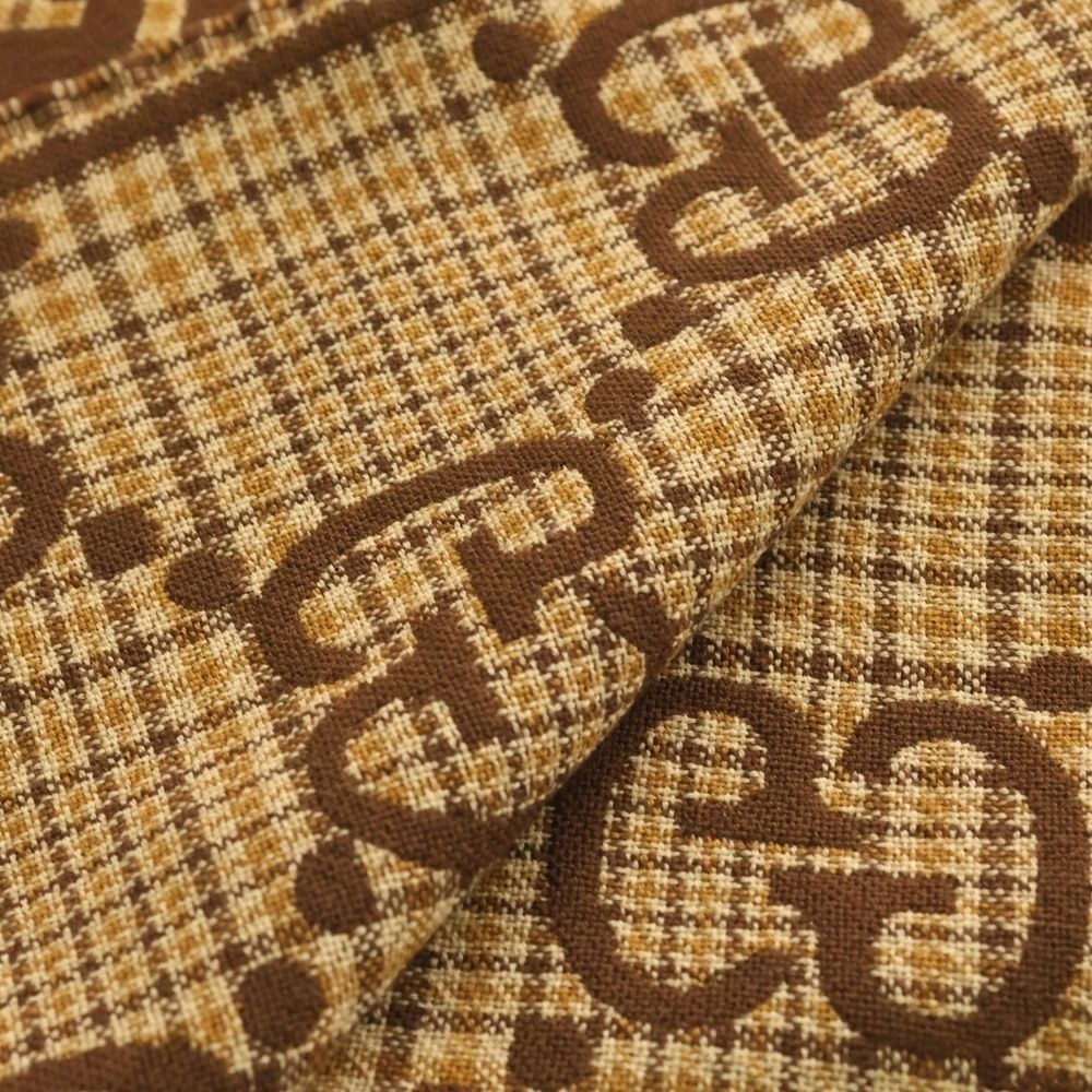 Gucci Check GG Wool Scarf Brown — view 5