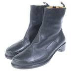 Hermes Side Zip Leather Short Boots Black — view 2