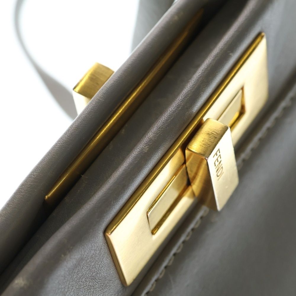 Fendi Peekaboo 2-Way Shoulder Bag Light Blue Leather Gold — view 6
