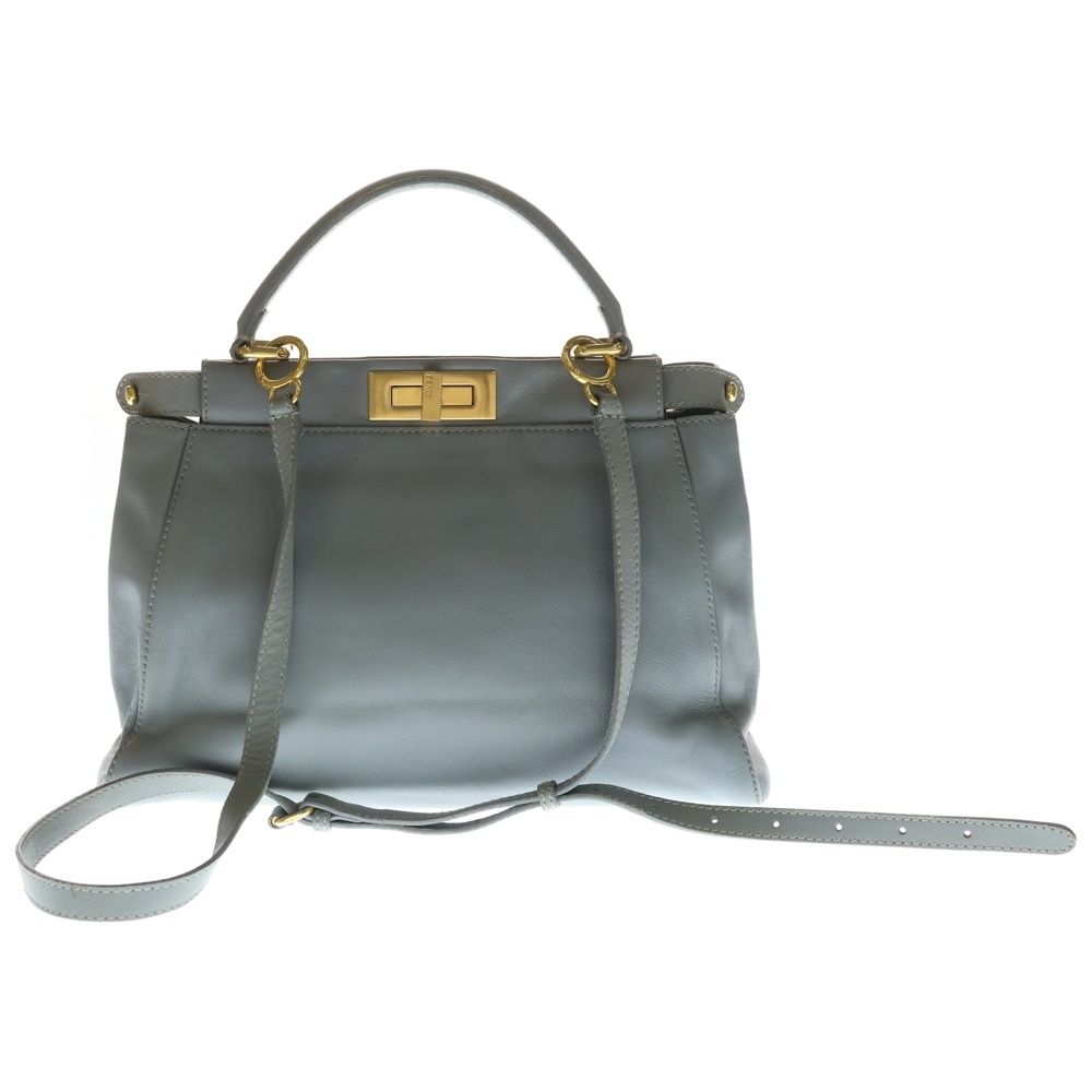 Fendi Peekaboo 2-Way Shoulder Bag Light Blue Leather Gold — view 2