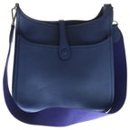 Hermes Evelyne PM Taurillon Clemence Shoulder Bag Blue Leather — view 2
