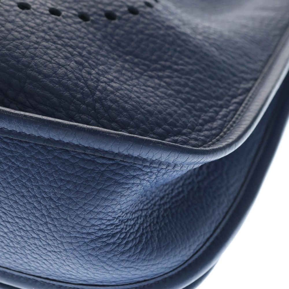 Hermes Evelyne PM Taurillon Clemence Shoulder Bag Blue Leather — view 5
