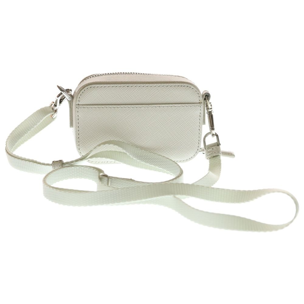 Prada Saffiano Mini Pouch Shoulder Bag Ivory Leather — view 2
