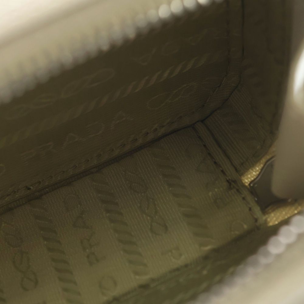 Prada Saffiano Mini Pouch Shoulder Bag Ivory Leather — view 4