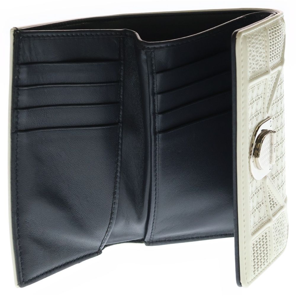 Dior Diorama Leather Trifold Wallet Compact White — view 4