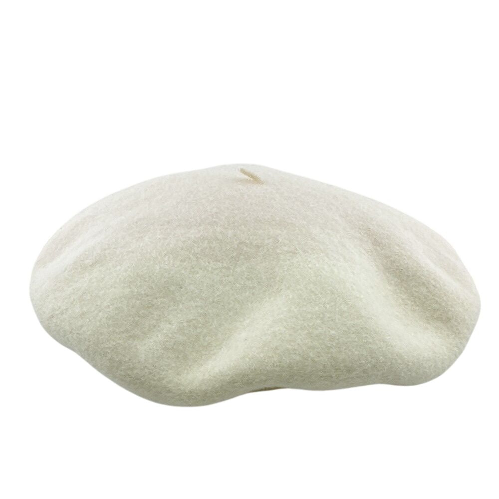 Chanel Cap Hat Vintage Vinyl CC Wool Beret Ivory — view 3