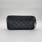 Chanel Large Shoulder Bag Quilted CC Logo Gold Chain Black Leather — view 2
