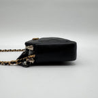 Chanel Large Shoulder Bag Quilted CC Logo Gold Chain Black Leather — view 4