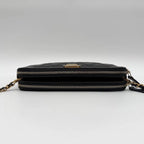 Chanel Large Shoulder Bag Quilted CC Logo Gold Chain Black Leather — view 5