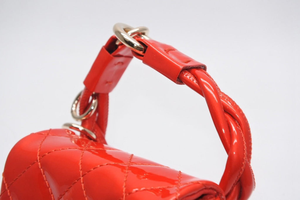 Chanel 2.55 Charm Key Pouch CC Logo Patent Leather Red Gold — view 5
