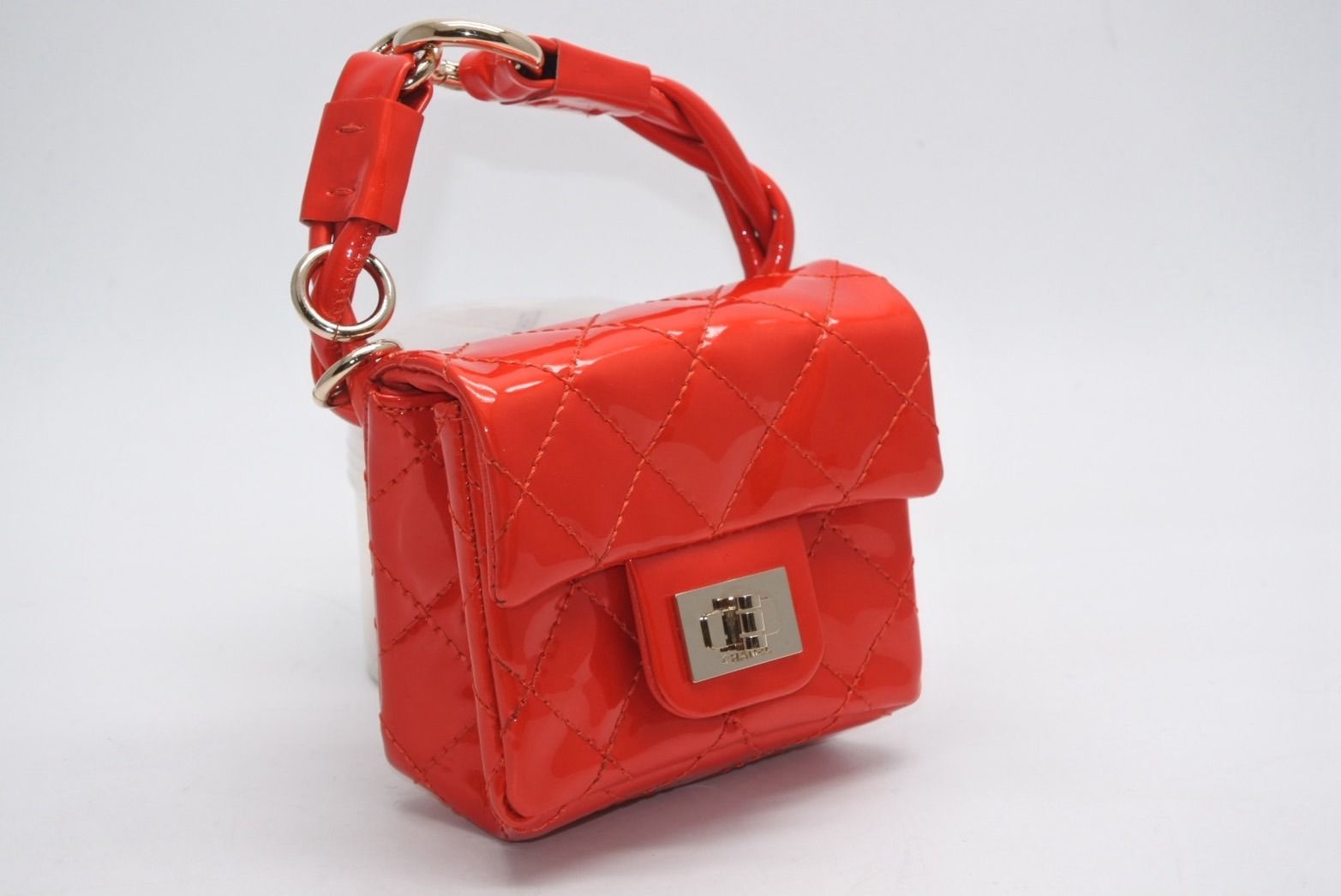 Chanel 2.55 Charm Key Pouch CC Logo Patent Leather Red Gold — view 4