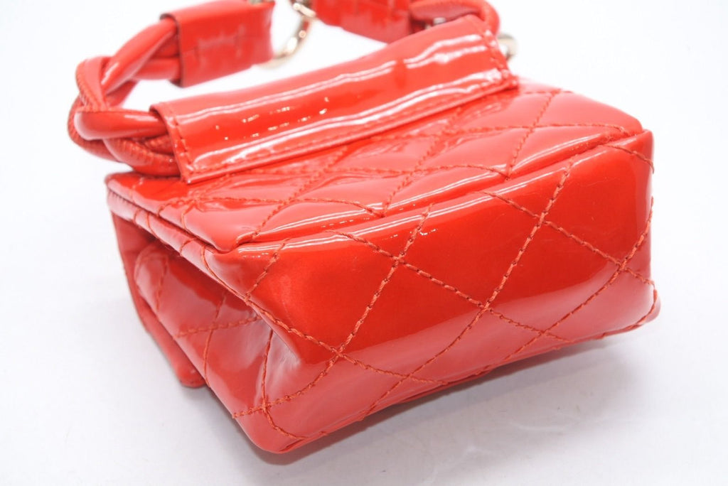 Chanel 2.55 Charm Key Pouch CC Logo Patent Leather Red Gold — view 7