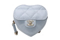 Chanel Heart Bag Charm Stand CC Logo Quilted Lambskin Light Blue