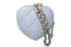Chanel Heart Bag Charm Stand CC Logo Quilted Lambskin Light Blue — view 2