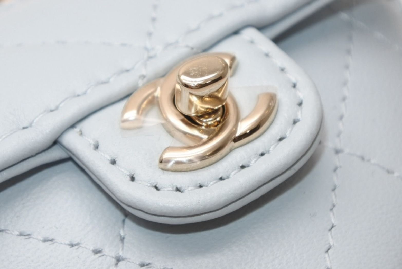 Chanel Heart Bag Charm Stand CC Logo Quilted Lambskin Light Blue — view 5
