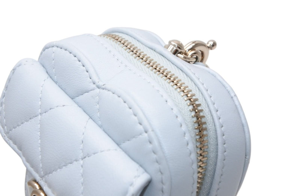 Chanel Heart Bag Charm Stand CC Logo Quilted Lambskin Light Blue — view 7