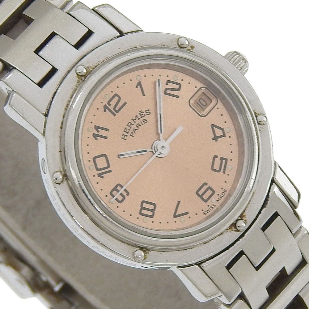 Hermes Clipper Stainless Steel Quartz Analog Display Brown Dial Watch — view 3