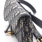 Dior Waist Bag Saddle Oblique Navy Canvas Leather Flat Navy. Beige — view 6
