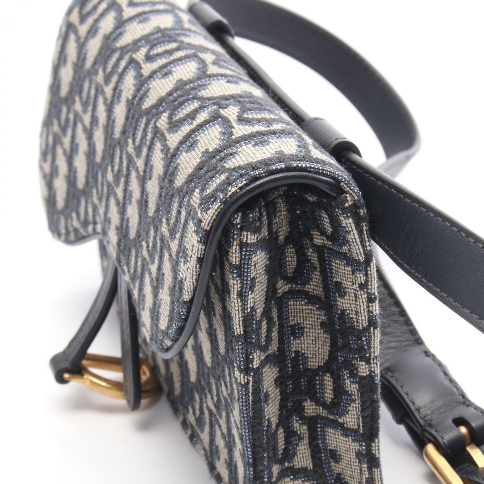 Dior Waist Bag Saddle Oblique Navy Canvas Leather Flat Navy. Beige — view 6
