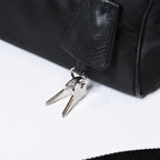 Prada Triangle Logo Shoulder Bag Black Leather Jacquard Silver — view 7