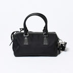 Prada Triangle Logo Shoulder Bag Black Leather Jacquard Silver — view 2