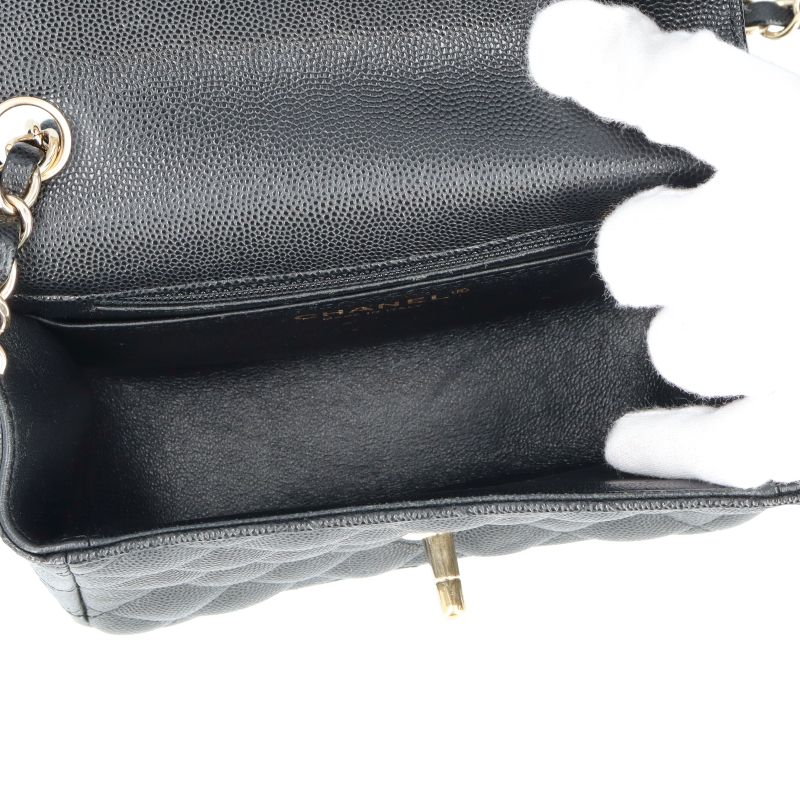 Chanel Mini Quilted Chain Shoulder Bag Caviar Leather — view 6