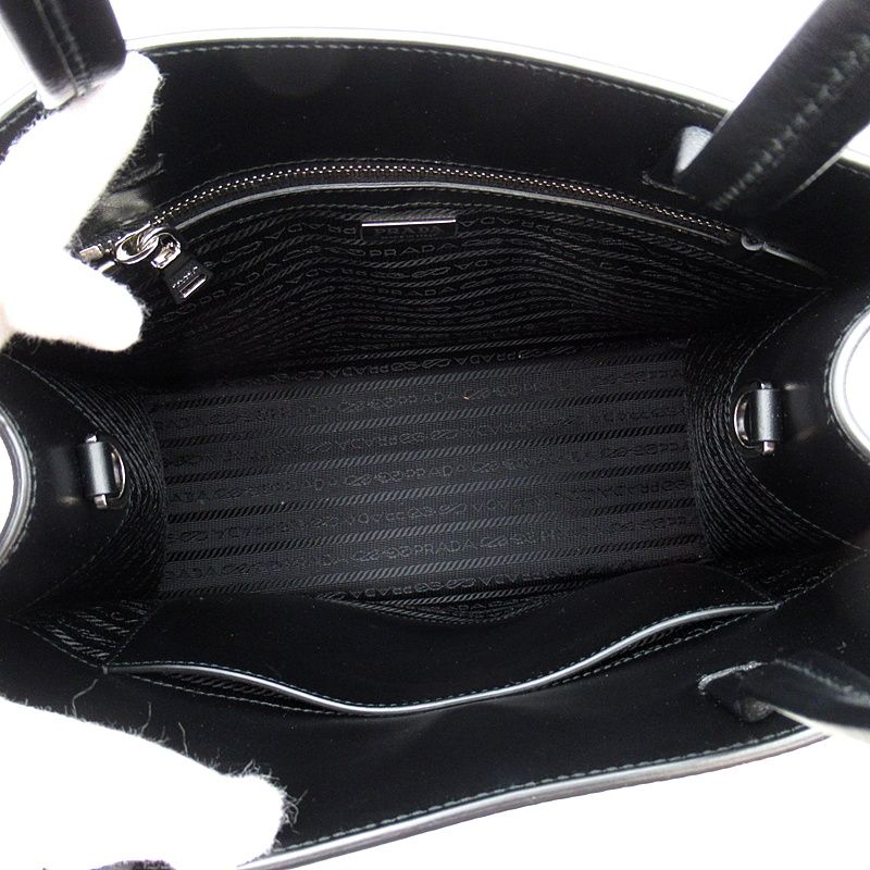 Prada Embossed Triangle 2-Way Leather Shoulder Bag Black — view 7