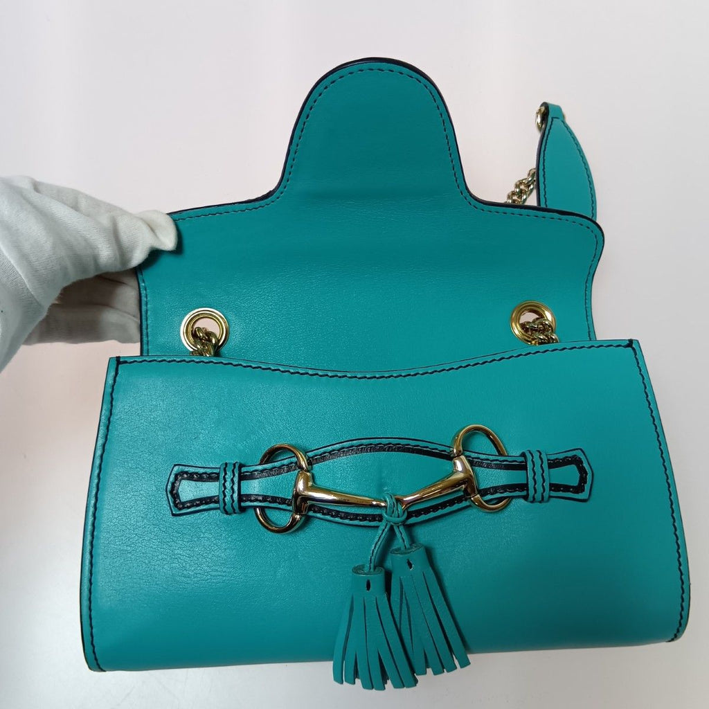 Gucci Emily Horsebit Chain Shoulder Bag Green — view 8