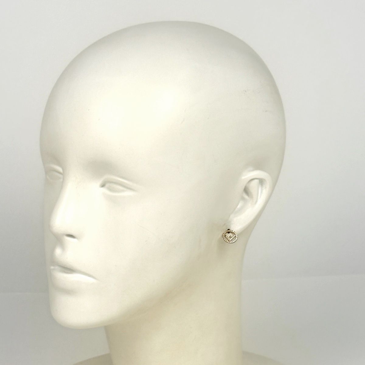 Fendi F's Rhinestone Earrings Logo Gold Plated — view 4