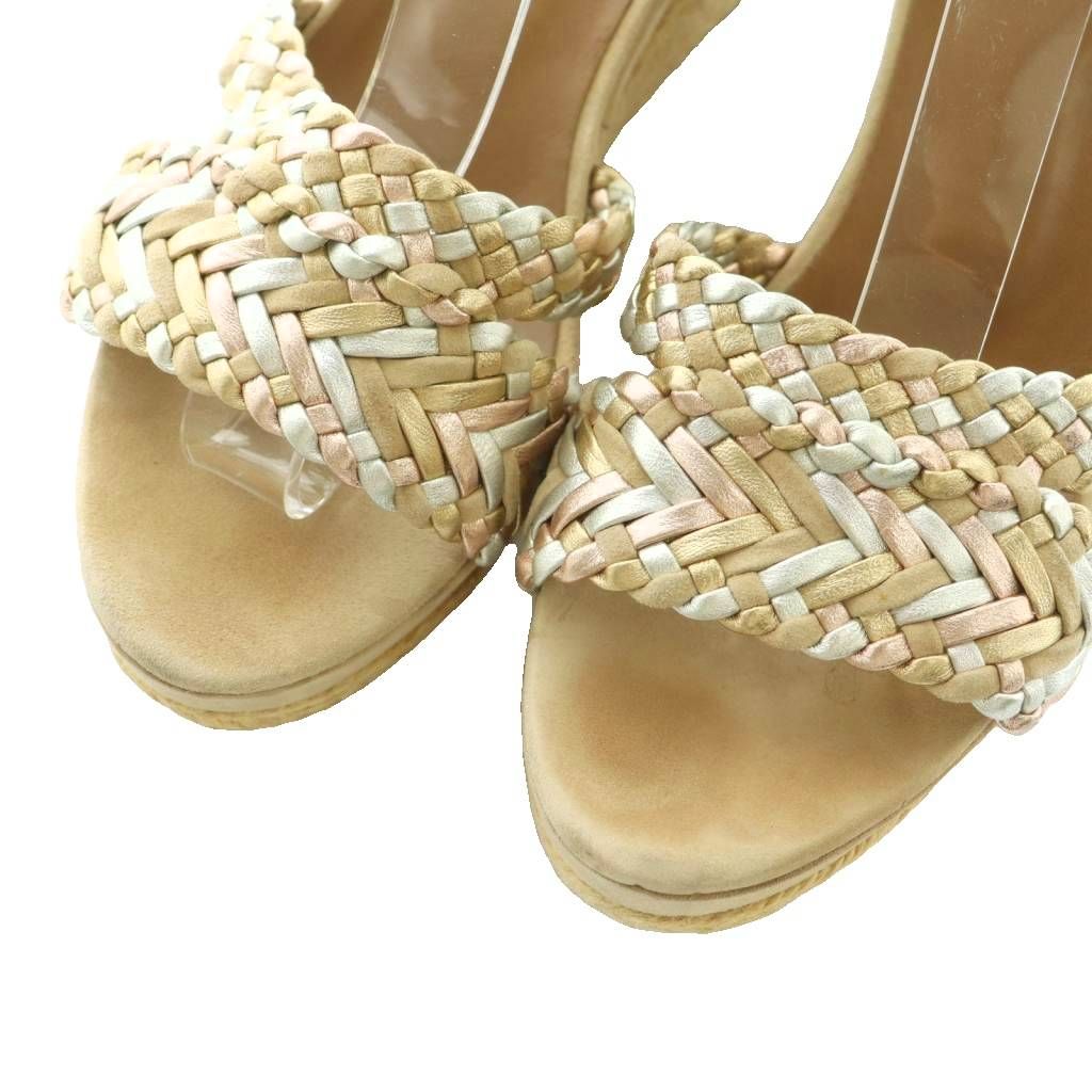 Hermes Espadrilles Wedge Sole Sandals Braided 38 Beige — view 3